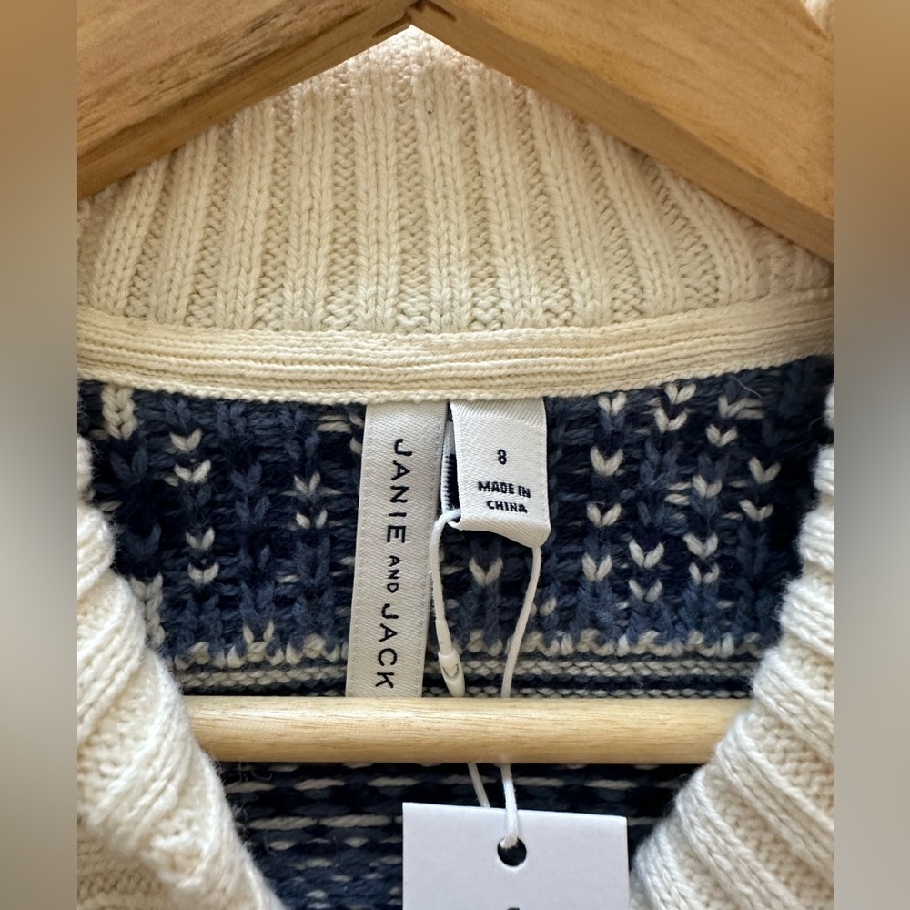 Janie and‎ Jack NWT Ivory and Navy Knit Sweater - Picture 5 of 6